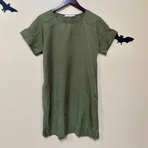 Ellison Olive Green Shift Dress with Pockets Womens Size Small